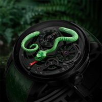 Montre automatique de luxe Lucky Harvey au design unique de serpent pour homme, mouvement LH001, réserve de marche de 40 heures, 3 ATM, montre-bracelet de style business ZLS203