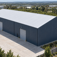 Conception de bâtiment industriel métallique préfabriqué moderne pour entrepôt, bureau et logistique en structure d'acier