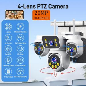 Regis HiEasy 20MP WIFI 4G <span class=keywords><strong>4</strong></span> Lensli <span class=keywords><strong>4</strong></span> Ekranlı Gözetim Dış Mekan İnsan Algılama Çift Yönlü Sesli İnterkom Ev Güvenlik IP Kamerası - Product Image 1