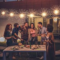 Guirlande lumineuse sphérique à 200 LED blanc chaud, à piles, étanche, avec télécommande, intensité réglable, pour Noël