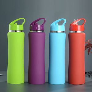 Lightweight Sports Vacuum Thermos 600ml 750ml Stainless Steel <b>Water</b> Bottle Straw Lid Portable Camping Cycling Drink <b>Container</b> - Product Image 1