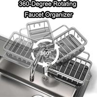 Mise à niveau de l'organisateur de robinet d'évier support d'éponge pour évier de cuisine support réglable sur le robinet support de vidange de robinet suspendu pour évier
