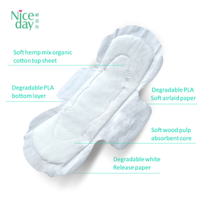 Biodegradable Women's Sanitary Pads 100% Pure Organic Cotton Winged <strong>Napkin</strong> Breathable PE Plastic Free Directly <strong>China</strong> - Product Image 2