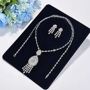 Charming 4PCS Necklace Earring Set Saudi Arabian Women's Bridal Jewelry Set Cubic Zircon Wedding Jewelry