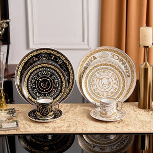 Assiettes de luxe, cadeaux d'affaires royaux, ensemble de dîner en porcelaine osseuse, ensemble de 4 pièces avec logo, ensemble de vaisselle en céramique - Product Image 5