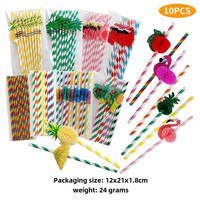 Pailles en papier jetables hawaïennes créatives ananas cocotier flamant rose tube de papier décoratif pour les fêtes de fin d'année