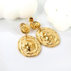 Pendientes de Acero Inoxidable con Baño de Oro de 18k, Textura Orgánica, Hipoalergénicos, Resistentes al Agua, para Mujer, Venta al Por Mayor - Product Image 3