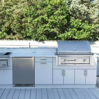 Armoires de cuisine extérieures BAINENG en acier inoxydable 304, revêtement en poudre, design moderne, armoires de cuisine personnalisées pour villa