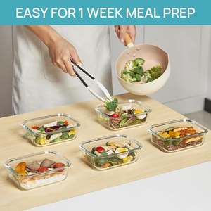 5 gói 22oz cao Borosilicate thủy tinh lưu trữ container PP có nắp đậy + Silicone con dấu kín bữa ăn chuẩn bị thực phẩm container Bộ lò vi sóng - Product Image 3