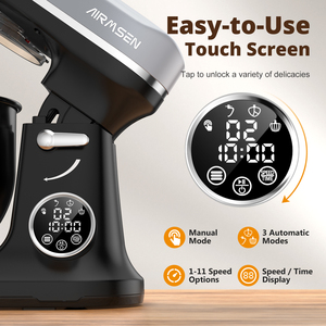 [F] Mezclador de pie con pantalla táctil LED y temporizador-Mezclador de masa con cabezal inclinable de 11 velocidades Mezclador eléctrico de cocina para hornear pasteles de pan - Product Image 2