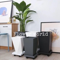 Jardinières décoratives en plastique, pots de fleurs, grands pots émaillés d'extérieur, pas chers, grande taille, utilisables avec des fleurs/plantes vertes, forme ronde