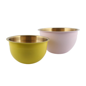 Saladier en acier inoxydable pour la cuisson Cuisson Bols à mélanger intérieurs dorés et extérieurs colorés à finition double couleur - Product Image 3