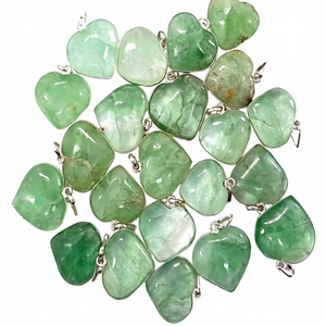 Colgantes de Corazones Tallados en Cristal de Fluorita Verde, Piedra Natural Semipreciosa, Artesanía con Temática de Amor, Moda - Product Image 2