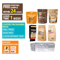 Sacs à café imprimés 250g 500g 1kg 5lb, emballage en vrac avec valve, soufflet de fond, impression gravure sécurisée, vente en gros
