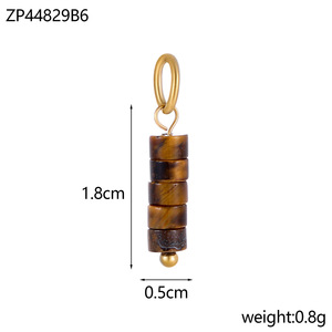 Breloques en pierre Heishi colorées |   Pendentifs en acier inoxydable plaqué or 18K PVD avec pierres précieuses naturelles pour la fabrication de bijoux DIY - Product Image 4
