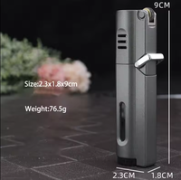 Briquet gonflable personnalisé à trois feux avec meule à flamme directe Briquet à jet de butane à l'épreuve du vent Torche à gaz rechargeable