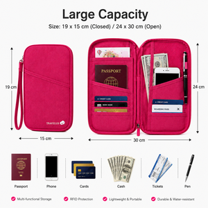 Porta Pasaportes <span class=keywords><strong>de</strong></span> Viaje RFID con Logotipo Personalizado, Cartera Impermeable <span class=keywords><strong>de</strong></span> Oxford con Múltiples Bolsillos, Organizador <span class=keywords><strong>de</strong></span> Pasaportes con Correa para la Muñeca - Product Image 3