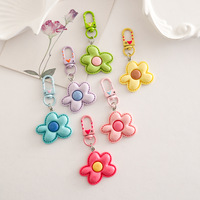 Porte-clés Fleur Pastel Kawaii, Breloque Florale en Résine pour Sac avec Fermoir Mousqueton Cœur, Cadeau Mignon pour Femme, Vente en Gros