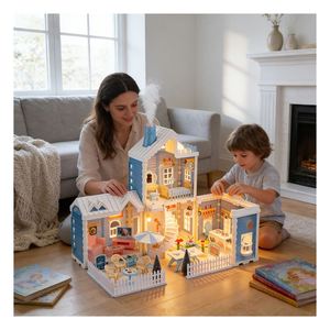 Maison de jeu en plastique Villa Manoir avec toboggan, ascenseur et meubles – Ensemble de jouets créatifs pour enfants, filles et garçons – Cadeau idéal - Product Image 5