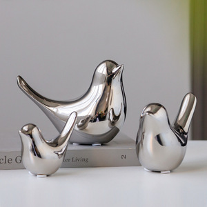 Home Decoration Creative Office Model in Study Bedroom <strong>Living</strong> <strong>Room</strong> Light Luxury <strong>Silver</strong> Ceramic Bird <strong>Ornaments</strong> - Product Image 4