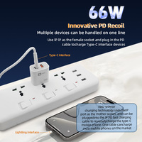 Cargador GaN de 66W con QC3.0 y PD, Carga Rápida, Resistente al Fuego, Enchufe Estadounidense, Compatible con Laptops y Teléfonos Móviles