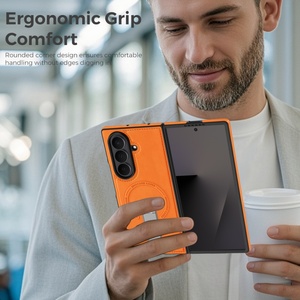 New Magnetic PU Leather Phone Case for Samsung Fold 7 3 4 5 6 With Hidden 360° Strip <b>Stand</b> <b>Wireless</b> <b>Charging</b> Shockproof Cover - Product Image 3