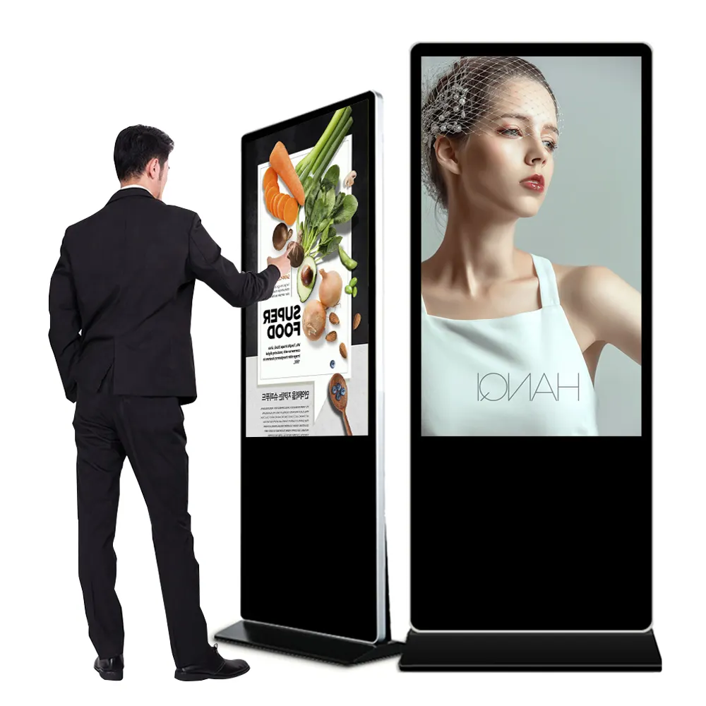 55 inch Android Version WiFi 5G Network Capacitive All in One PC Kiosk Touch Screen with Freestanding Street Totem