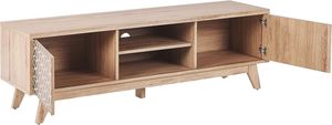 Beliani arredo retrò alla moda per soggiorno arredo effetto luce <span class=keywords><strong>TV</strong></span> Stand credenza 2 ampi vani <span class=keywords><strong>porta</strong></span> <span class=keywords><strong>pannello</strong></span> in legno - Product Image 4