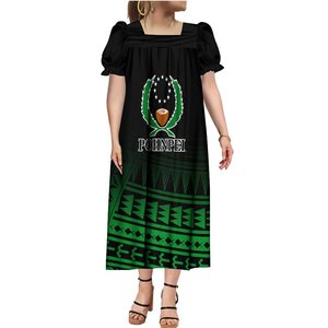 Nouvelle arrivée Chuuk Micronésie Mumu Stretch Muumuu Robe à volants à manches bouffantes Robes pour femmes <span class=keywords><strong>Grande</strong></span> taille Col carré Robe midi <span class=keywords><strong>2023</strong></span> - Product Image 3
