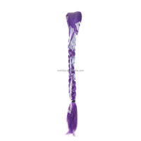 Queue de cheval synthétique violette pour déguisement, coiffure de 24 pouces de long avec pinces pour enfants et filles, Halloween, Noël