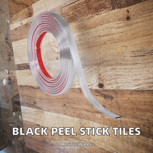 Carreaux de vinyle autocollants imperméables décoratifs modernes à peler et coller - Bordure noire pour usage en cuisine - Product Image 2