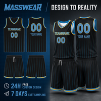 Conjunto de Uniforme de Baloncesto Personalizado con Sublimación en Malla Transpirable de 180GSM, Diseño Elite Varsity con Rayas, Equipación de Entrenamiento Pro-Am
