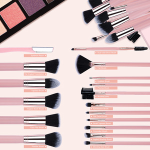 Juego de brochas de maquillaje vegano profesional superventas, 16 Uds., logotipo personalizado, fibra sintética suave rosa - Product Image 3