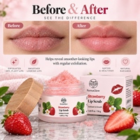 Gommage Lèvres au Sucre de Fraise Fermenté Hydratant Exfoliant Lissant Soin des Lèvres Sèches et Gercées Adoucissant Polissant Traitement Gommant
