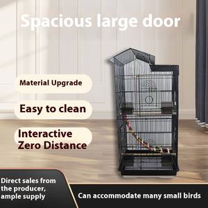 Luxe Grote Vierkante Grijze Metalen Vogelkooi Draagbare Knoopsluiting Solide Patroon Vogelhuisje Voor Papegaai Buitenshuis Thuisgebruik Doos - Product Image 2
