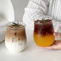 Taza de Vidrio Transparente Personalizada con Rayas Verticales para Café, Refrescos, Jugos y Agua, para Hogar, Oficina y Cocina