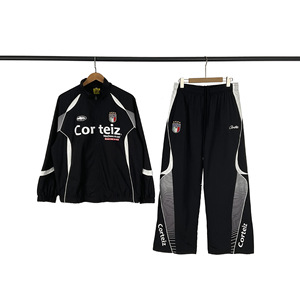Ensemble de survêtement <span class=keywords><strong>Corteiz</strong></span> pour homme, coupe ample, avec imprimé emblème italien, veste coupe-vent et <span class=keywords><strong>pantalon</strong></span> large, 2 pièces, style streetwear décontracté - Product Image 1