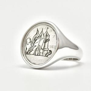 Sailboat <b>Ring</b> Men's Alloy Electroplated Silver Tone Coin Style Jewelry Gift Fashion <b>Rings</b> - Product Image 1