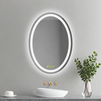 Miroir de salle de bain LED ovale avec lumière rétroéclairée murale avec 3 lumières anti-buée gradable avec fonction de mémoire capteur tactile IP44