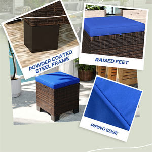 DB 2 pièces en osier poufs d'extérieur meubles élégants pour patio ou jardin - Product Image 2