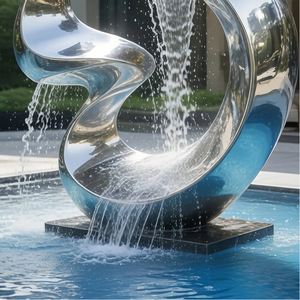 Escultura de Gota de Agua Grande de Acero Inoxidable, Fuente <span class=keywords><strong>para</strong></span> Exteriores, Escultura Metálica Abstracta Moderna <span class=keywords><strong>para</strong></span> Decoración de Jardines y Paisajes de Hoteles - Product Image 6