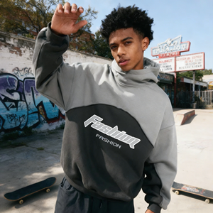 <span class=keywords><strong>Felpa</strong></span> con Cappuccio Premium a Doppio Strato con Stampa 3D a Rilievo, Design Bicolore con Blocchi di Colore, Produttore di Felpe e Maglioni da Uomo - Product Image 5