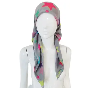 Colorful stars soft jersey hijab breathable big size beach scarf fluorescence color tichel