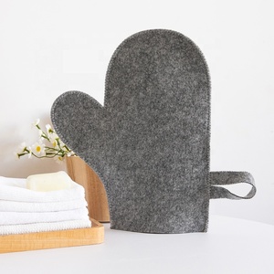 Accessoires de sauna thermique épaissi gant de laine de gommage à la main SPA gant de bain exfoliant de sauna en <span class=keywords><strong>feutre</strong></span> de laine naturelle - Product Image 1