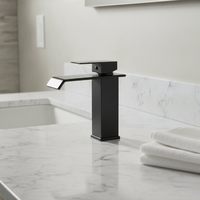 Robinet de lavabo cascade de luxe, mitigeur de lavabo monotrou en acier inoxydable avec cartouche céramique de haute qualité
