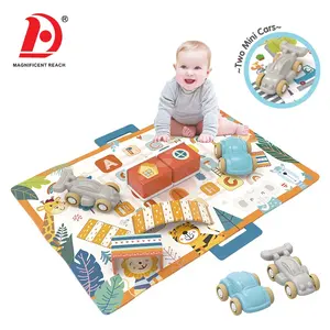 HUADA 2023 Crianças Cartoon Car Traffic Game Folding Baby Educacional Crawl Play Mat Com 2 Carros Brinquedos