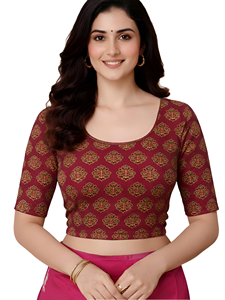 Blusa XJ Ecowalson Glamorosa para Niñas, Estilo Indio, Étnica, de Algodón, Corte Midi, Regular, Absorbente de Humedad, para Bodas - Product Image 1