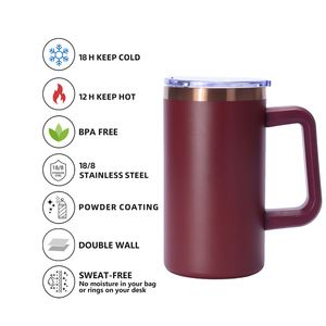 Custom Laser Engraving Stainless Steel Powder Coated Copper Plated Travel Coffee Mug 20oz Colored Tumbler with Removable Handle - Product Image 6
