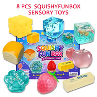 Lot de 8 jouets anti-stress sensoriels à presser, style malt, à remontée lente, avec 8 designs