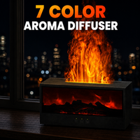 Diffuseur d'huiles essentielles ODIS Fireplace Aroma Humidifier, effet flamme 3D, 150 ml, ultrasonique, silencieux, 7 couleurs LED, USB, pour hôtel
